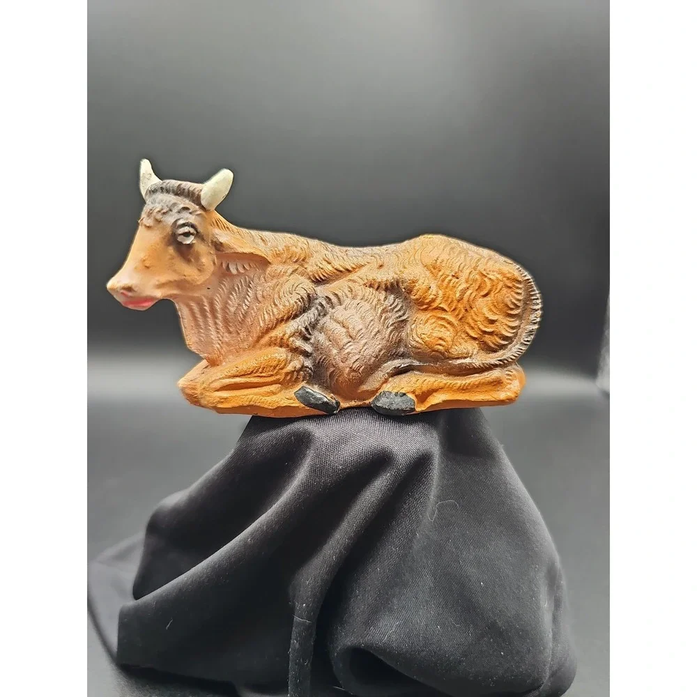 Vintage Fontanini Nativity Seated Ox Cow Figurine Depose Italy Mold 15. AA